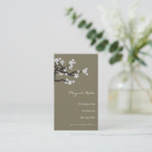White Sakura Oriental Cherry Blossom Elegant Chic Visitekaartje (Staand voorkant)
