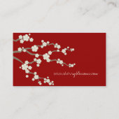 White Sakura Oriental Cherry Blossom Elegant Chic Visitekaartje (Achterkant)