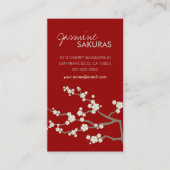 White Sakura Oriental Cherry Blossom Elegant Chic Visitekaartje (Voorkant)