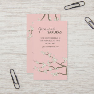 White Sakura Oriental Cherry Blossom Elegant Chic Visitekaartje