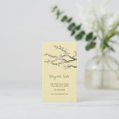 White Sakura Oriental Cherry Blossom Elegant Chic Visitekaartje (Staand voorkant)