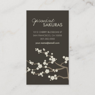White Sakura Oriental Cherry Blossom Elegant Chic Visitekaartje