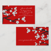 White Sakura Oriental Cherry Blossom Elegant Chic Visitekaartje (Voorkant / Achterkant)