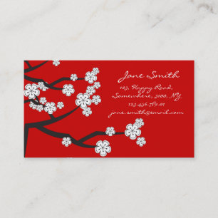 White Sakura Oriental Cherry Blossom Elegant Chic Visitekaartje
