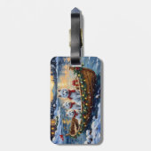 White Samoyed Christmas Boat Holiday Bagagelabel (Achterkant verticaal)
