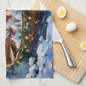 White Samoyed Christmas Boat Holiday Theedoek (Quarter Fold)