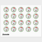 White Samoyed Dog Santa Hat Prettige feestdagen Ronde Sticker (Vel)
