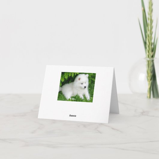 White Samoyed Puppy Dog Blank Note Card Kaart (Achterkant)