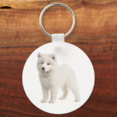 White Samoyed Puppy Dog Love Sleutelhanger (Voorkant)
