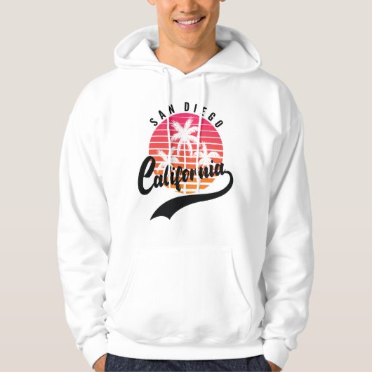 White San Diego Angeles Retro Sunset Hoodie (Voorkant)