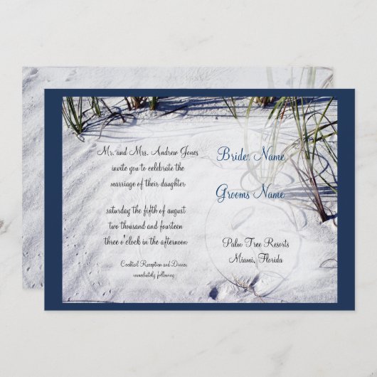 White Sand Beach bruiloft uitnodiging (Voorkant / Achterkant)