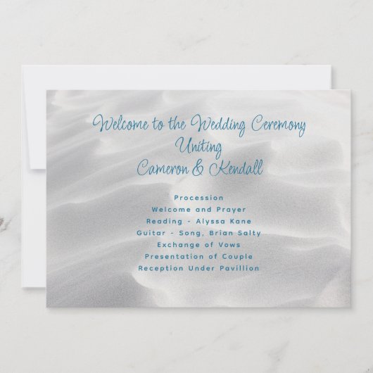 White Sand Beach huwelijksprogramma Feestdagenkaart (Voorkant)