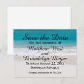 White Sand Beach Ocean Waves Save the Date Wedding Aankondigingskaart (Voorkant / Achterkant)