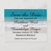 White Sand Beach Ocean Waves Save the Date Wedding Aankondigingskaart (Voorkant)