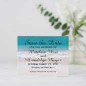 White Sand Beach Ocean Waves Save the Date Wedding Aankondigingskaart (Staand voorkant)