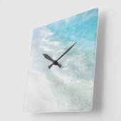 White Sand Beach Watercolor - Teal Aqua Turquoise Vierkante Klok (Hoek)
