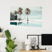 White Sand Beach with Palm Trees Ai Art Poster (Thuiskantoor)