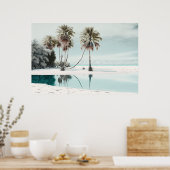 White Sand Beach with Palm Trees Ai Art Poster (Keuken)
