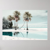 White Sand Beach with Palm Trees Ai Art Poster (Voorkant)