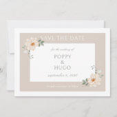 White & Sand | Chic Bloem Bruiloft Save the Date (Voorkant)