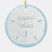 White Sand Dollar op Blue Tropical Kerstmis Keramisch Ornament (Achterkant)