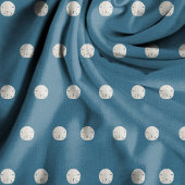 White Sand Dollar Pattern Navy Blue Fabric Stof