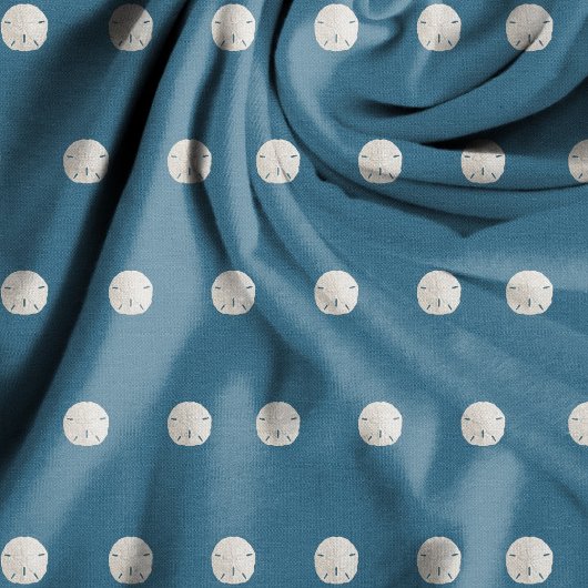 White Sand Dollar Pattern Navy Blue Fabric Stof