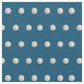 White Sand Dollar Pattern Navy Blue Fabric Stof (Close Up)
