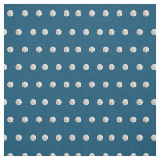 White Sand Dollar Pattern Navy Blue Fabric Stof (Swatch)