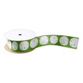 White Sand Dollars Green Craft Decorting Ribbon Satijnen Lint (Spoel)