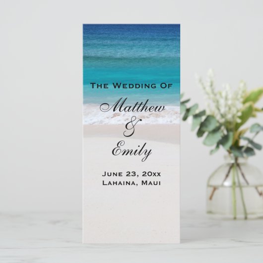White Sand Ocean Beach Tropische bruiloft programm Programmakaart (Staand voorkant)