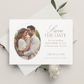 White & Sand | Platte foto trouwkaart Save The Date