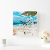 White Sands Beach Starfish Couple Vierkante Klok (Huis)