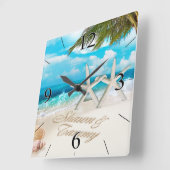 White Sands Beach Starfish Couple Vierkante Klok (Hoek)
