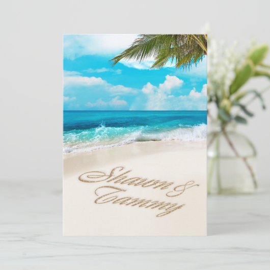 White Sands Beach: VRAAG ME OM NAMEN IN HET ZAND T Kaart (Staand voorkant)