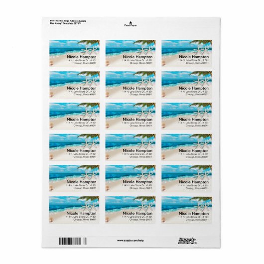 White Sands Beach Zeester Paar Etiket (Full Sheet)