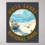 White Sands National Park Distressed Circle  Poster (Voorkant)