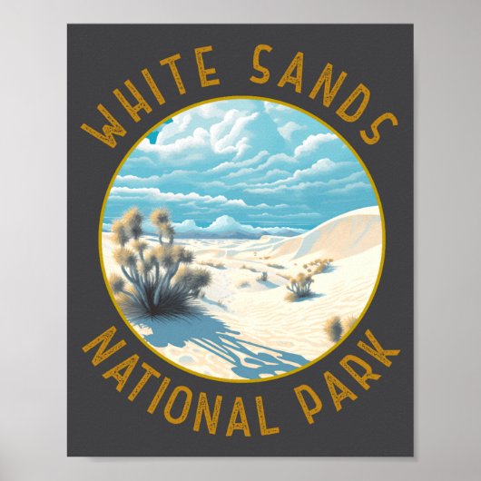 White Sands National Park Distressed Circle  Poster (Voorkant)