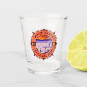 White Sands National Park Retro Compass Embleem Shot Glas (Voorkant)