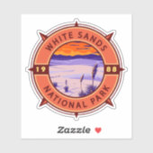 White Sands National Park Retro Compass Embleem Sticker (Vel)
