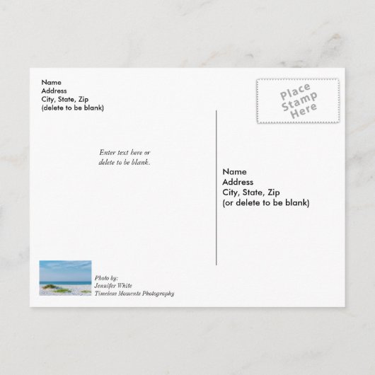 White Sandy Beach Florida Coastline denking U Briefkaart (Achterkant)