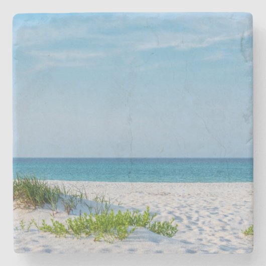 White Sandy Beach Florida Coastline Stenen Onderzetter (Voorkant)