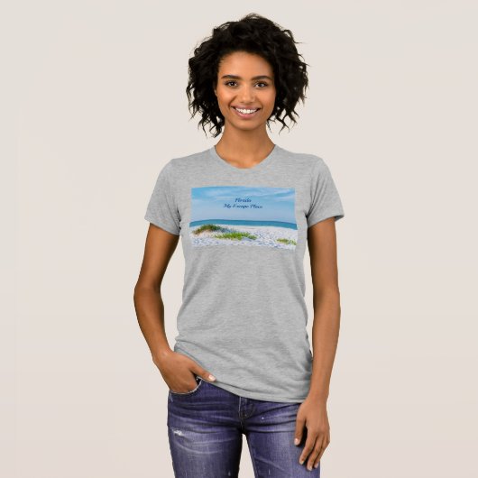 White Sandy Beach Florida Coastline T-Shirt (Voorkant volledig)