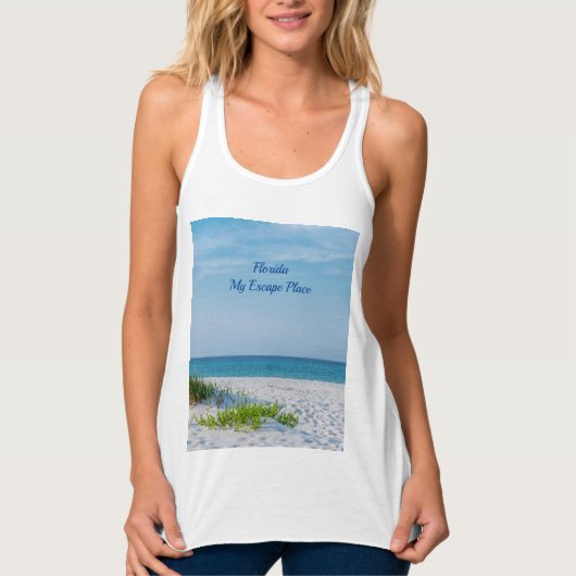 White Sandy Beach Florida Coastline Tanktop (Voorkant)