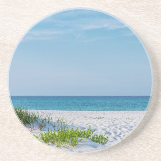 White Sandy Beach Florida Coastline Zandsteen Onderzetter (Voorkant)