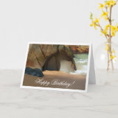 White Sandy Beach; Gelukkige Verjaardag Kaart (Gele Bloem)