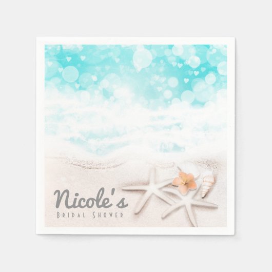 White Sandy Beach Starfish Blue Ocean Custom Party Servet (Voorkant)