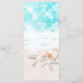 White Sandy Beach Starfish Blue Ocean Menu Kaart (Achterkant)