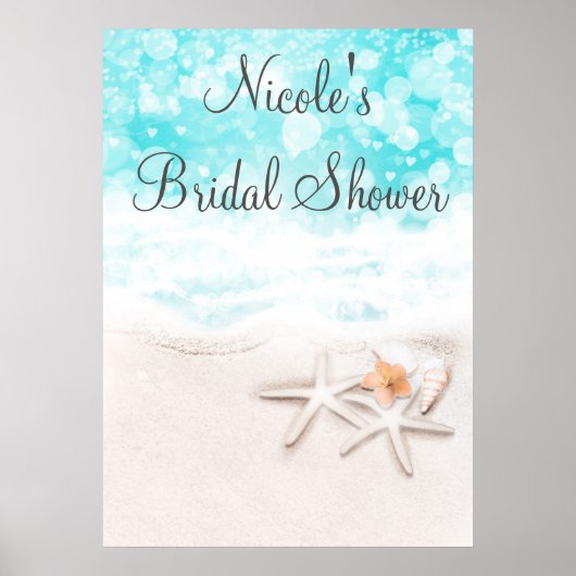 White Sandy Beach Starfish Blue Ocean Party Banner Poster (Voorkant)
