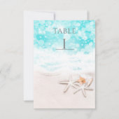 White Sandy Beach Starfish Blue Ocean Table Number Kaart (Voorkant)